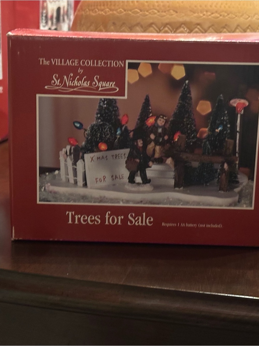 St. Nicholas Square Holiday Village 'Trees for Sale' with Multicolor Lights